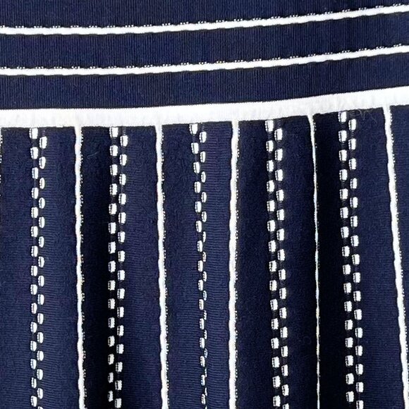 NEW Tommy Hilfiger Striped Cotton-Blend Fit-and-Flare Knitted Dress in Navy, S - Picture 12 of 14